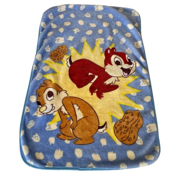 Vintage Chip and Dale Disney Blue Throw Blanket Lap Cover Rare 38” x 58” - Picture 1 of 11
